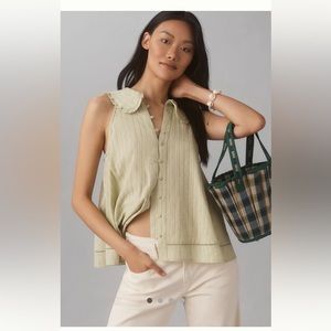 NWT $78 Anthropologie Pilcro The Keira Collared Button front blouse sold out